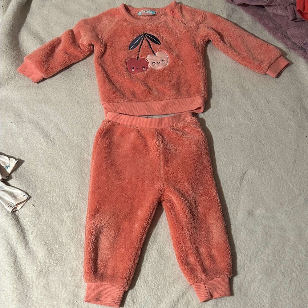 Cozy Pink Cherry Toddler Outfit